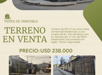 Terreno / Lote · 190m² - marlene labares · Terreno en Esquina 190 m² I Zona Mixta Comercial/residencvial/