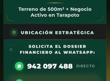 Terreno / Lote de 15 habitaciones, San Martin · Vendo Terreno de 500 m² con Negocio en Actividad