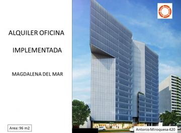Oficina comercial , Lima · Alquiler Oficina Implementada Magdalena 96 m² Av Antonio Miro Quesada