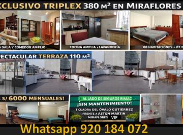 Departamento de 8 habitaciones, Lima · Espectacular Triplex - con Mina de Oro Incluída