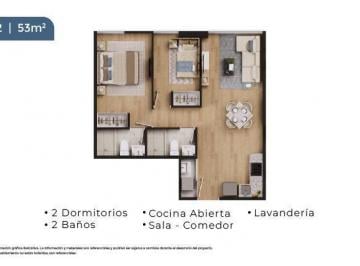 Departamento · 52m² · 2 Dormitorios · Preventa de Dptos de 53 m² de 2 Dorm. en San Miguel