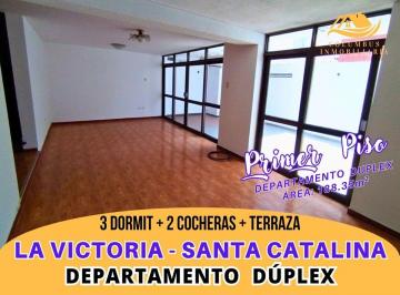 Departamento de 3 habitaciones, Lima · Santa Catalina - Departamento Duplex Primer Piso de 3 Dorm + 2 Cocheras