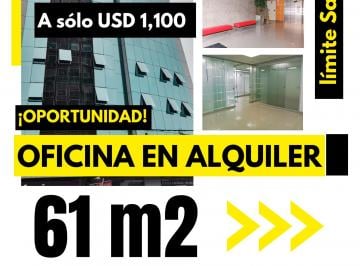 Oficina comercial de 4 habitaciones, Lima · ¡Moderna y Céntrica Oficina en Alquiler – 61 M&sup2;! Lince (Límite San Isidro)