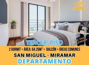 Departamento de 2 habitaciones, Lima · San Miguel - Dpto de 2 Dormit + Balcón + Exterior + Áreas Comunes (Tercer Piso) No Paga Alcabala