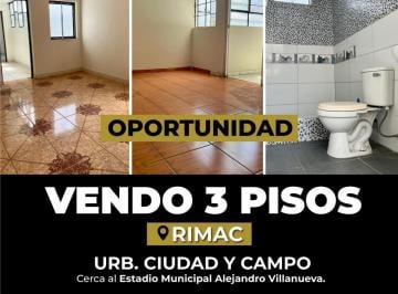 Departamento en Venta de 3 habitaciones Rímac · Oportunidad Única en Rímac: 3 Pisos a Precio de Remate