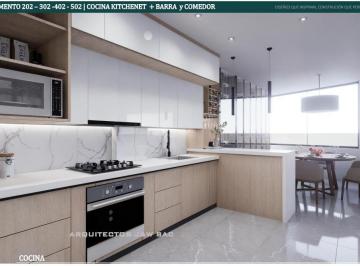 Cocina Kitchenet con encimeras de piedra cuarzo nube · Los Departamentos Más Top de Carabayllo, a 5 Min de La Estación del Metropolitano