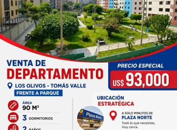 Departamento de 3 habitaciones, Lima · ¡Oportunidad Única! Venta de Departamento Amplio en Los Olivos - Tomás Valle con Cochera + Deposito