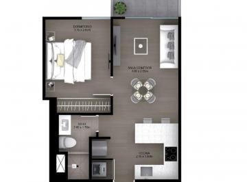Departamento de 1 habitación, Lima · 1 Dormitorio en Lince (40.28 M&sup2;)