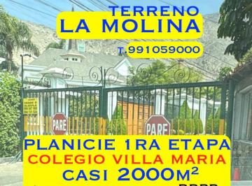 Terreno / Lote , Lima · Vendo La Molina 2000 m² Planicie 1ra Etapa Ocasión