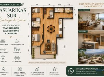 Departamento · 80m² · 3 Dormitorios · 2 Estacionamientos · ¡Vive La Exclusividad de Casuarinas Sur! Departamento en Preventa con 2 Terrazas y Cochera Doble