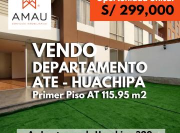 Departamento de 3 habitaciones, Lima · ¡Oportunidad! Departamento en Primer Piso Ate - Huachipa Condominio Prados El Sol