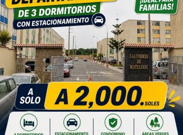 Departamento de 3 habitaciones, Lima · Alquiler de Departamento de 100 m² – Condominio Torres de Matellini