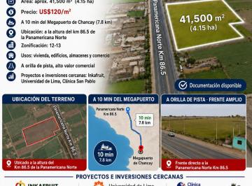 Terreno / Lote · 4ha · Terreno en Venta en Chancay – Km 86.5 Panamericana Norte
