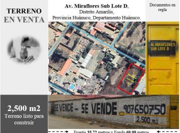 Terreno / Lote 2500m² Venta Amarilis · Venta de Terreno - Huanúco