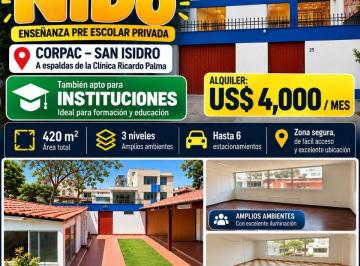 Local comercial , Lima · Alquiler Local Para Nido – San Isidro (Corpac).