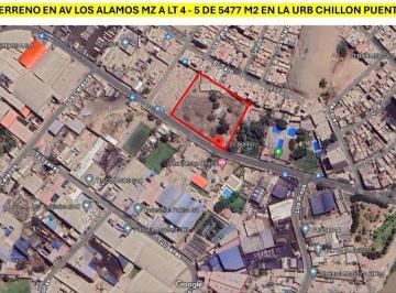 Terreno / Lote · 300m² · Vendo Terreno de 5477 m² en Av Los Alamos Urb Chillon Pte Piedra