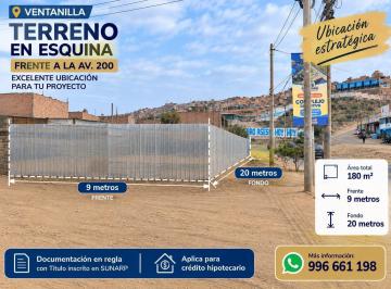 Terreno / Lote · 180m² · Terreno en Esquina Frente a La Av 200 –av Los Quimicos - Ventanilla