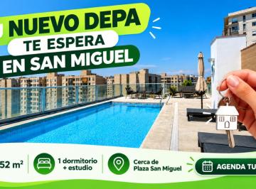Departamento de 1 habitación, Lima · Venta de Departamento de 52 m² con 1 Dormitorio Más Estudio en Edificio Valente 1 - San Miguel
