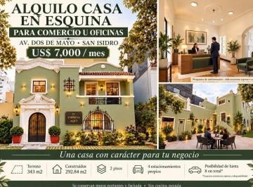 Casa de 10 habitaciones, Lima · Alquilo Casa Para Uso Comercial en Esquina | San Isidro – Av Dos de Mayo | 2 Pisos + Patio