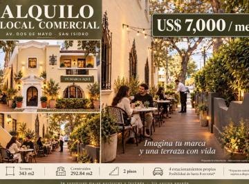 Local comercial , Lima · Alquilo Local Comercial en Esquina | Av Dos de Mayo, San Isidro | Patio Amplio + 8 Cocheras