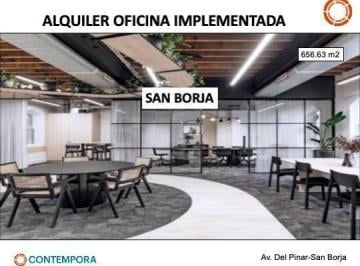 Oficina comercial · 656m² · 13 Estacionamientos · Alquiler Oficina Implementada/ Amoblada - San Borja - 656 m²
