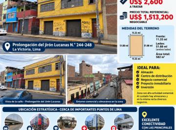 Casa de 7 habitaciones, Lima · Casa - Terreno de 582 m² en La Victoria | Ideal Para Almacén, Negocio o Inversión