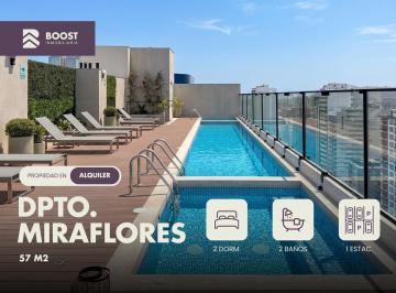 Casa · 57m² · 2 Dormitorios · 1 Estacionamiento · Miraflores - Departamento de Estreno en Alquiler - Área 57 m² - 2 Dorm. - 2 Baños