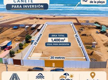 Terreno / Lote · 1400m² · Terreno en Playa San Luis con Cerro Azul - Cañete Km 138 Pan Sur (Usd 350 m² Ocasion)