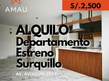 Departamento de 3 habitaciones, Lima · Departamento de Estreno en Alquiler – Surquillo