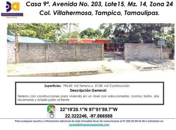 Casa de 2 habitaciones, Tampico · Se Vende Terreno con Construccion