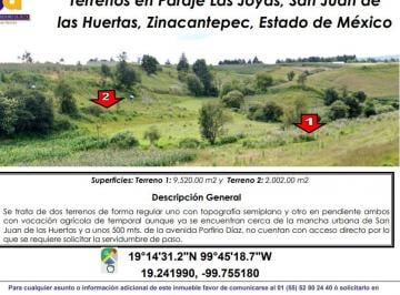 Terreno comercial , Zinacantepec · Se Venden Dos Terrenos Forma Regular