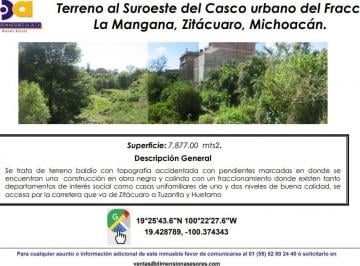 Terreno / Lote , Zitácuaro · Se Vende Terreno Baldio