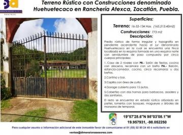 Quinta de 6 habitaciones, Zacatlán · Se Vende Terreno Rustico con Construccion