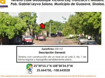 Terreno / Lote , Guasave · Se Vende Terreno Baldio