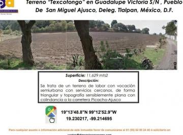 Terreno / Lote , Tlalpan · Se Vende Terreno