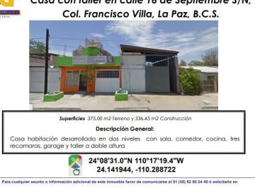 Casa de 3 habitaciones, La Paz · Se Vende Casa con Taller
