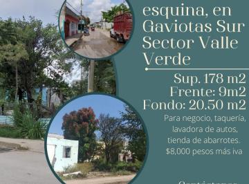 Terreno / Lote · 178m² · Terreno en Renta / Terreno - Gaviotas Sur
