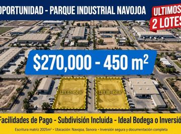 Terreno / Lote Venta  · Lotes Industriales Desde 450 m²