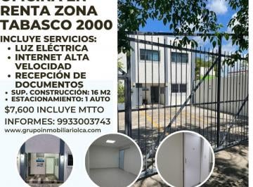 Oficina · 16m² · 1 Estacionamiento · Oficina en Renta Zona Tabasco 2000 Sup. 16 m²
