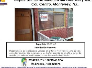Casa de 2 habitaciones, Monterrey · Se Vende Departamento Interes Social