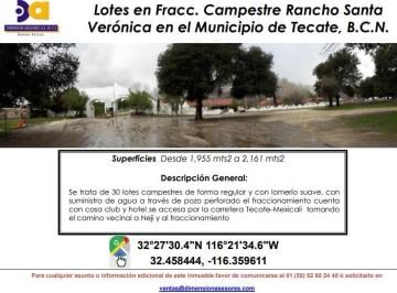 Terreno / Lote , Tecate · Se Venden 30 Lotes Campestres Fracc. Rancho Santa Veronica