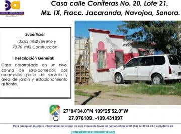 Casa de 2 habitaciones, Navojoa · Se Vende Casa Interes Social
