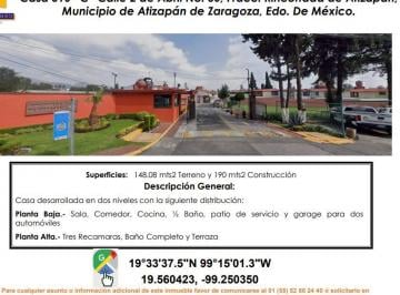 Casa de 3 habitaciones, Atizapán de Zaragoza · Se Vende Casa