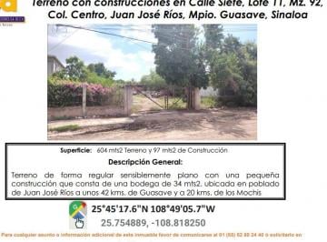 Terreno / Lote de 1 habitación, Guasave · Se Vende Terrenos con Construccion