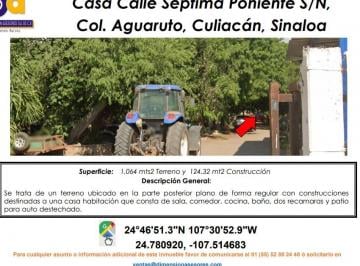 Casa de 2 habitaciones, Culiacán · Se Vende Casa con Terreno