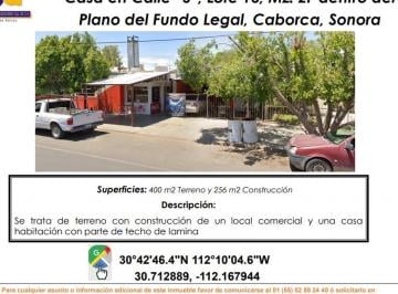 Casa de 1 habitación, Caborca · Se Vende Terreno con Construccion