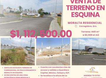 Terreno / Lote , Corregidora · Terreno en Venta en Moralta Residencial en Esquina