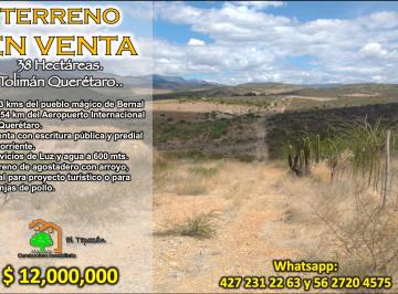 Terreno / Lote , Tolimán · Terreno 38 Hectáreas en Toliman. Ideal Agro, Ganadero o Turístico, Cerca de Bernal.
