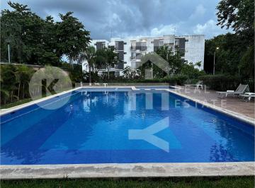alberca y áreas comunes · En Renta Departamento Semi - Amueblado, Palmas Turquesa, Playa del Carmen, Q, Roo.