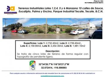 Terreno industrial , Tecate · Se Venden 5 Lotes Industriales